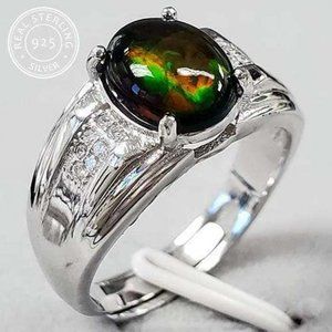GENUINE ETHIOPIAN BLACK OPAL & CREATED WHITE TOPAZ